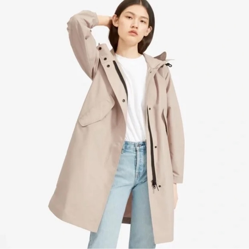 Everlane The Renew Anorak Women's Tan Hooded Full Zip Outdoor Jacket Size XS